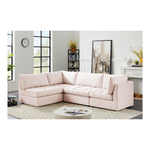 Jacob 103" Velvet Upholstered 4pc. Modular Sectional in Pink