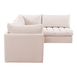 Jacob 103" Velvet Upholstered 4pc. Modular Sectional in Pink