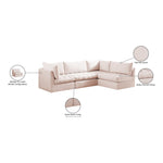 Jacob 103" Velvet Upholstered 4pc. Modular Sectional in Pink