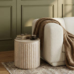 Catania Concrete Indoor/Outdoor End Table in Travertine