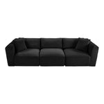 Shaggy 109" Corduroy Performance Fabric Upholstered 3 pc. Modular Sofa in Black