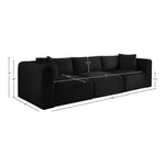 Shaggy 109" Corduroy Performance Fabric Upholstered 3 pc. Modular Sofa in Black