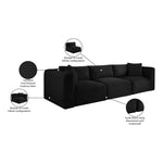 Shaggy 109" Corduroy Performance Fabric Upholstered 3 pc. Modular Sofa in Black