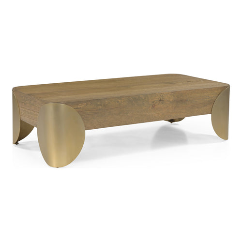 Cazari Oak Wood And Iron Coffee Table in Brown