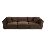 Shaggy 109" Corduroy Performance Fabric Upholstered 3 pc. Modular Sofa in Brown
