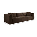 Shaggy 109" Corduroy Performance Fabric Upholstered 3 pc. Modular Sofa in Brown