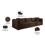 Shaggy 109" Corduroy Performance Fabric Upholstered 3 pc. Modular Sofa in Brown