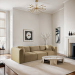 Shaggy 109" Corduroy Performance Fabric Upholstered 3 pc. Modular Sofa in Camel