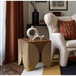 Cazari Oak Wood And Iron End Table in Brown