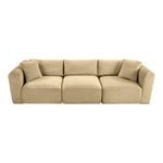 Shaggy 109" Corduroy Performance Fabric Upholstered 3 pc. Modular Sofa in Camel