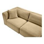Shaggy 109" Corduroy Performance Fabric Upholstered 3 pc. Modular Sofa in Camel