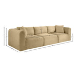 Shaggy 109" Corduroy Performance Fabric Upholstered 3 pc. Modular Sofa in Camel