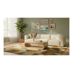 Shaggy 109" Corduroy Performance Fabric Upholstered 3 pc. Modular Sofa in Cream