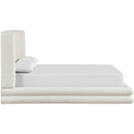 Chandra Linen Textured Fabric Upholstered King Bed in Cream