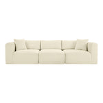 Shaggy 109" Corduroy Performance Fabric Upholstered 3 pc. Modular Sofa in Cream