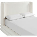 Chandra Linen Textured Fabric Upholstered King Bed in Cream