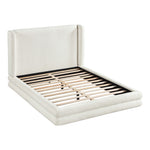 Chandra Linen Textured Fabric Upholstered King Bed in Cream