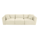 Shaggy 109" Corduroy Performance Fabric Upholstered 3 pc. Modular Sofa in Cream
