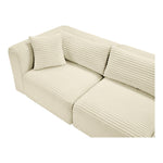 Shaggy 109" Corduroy Performance Fabric Upholstered 3 pc. Modular Sofa in Cream