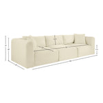 Shaggy 109" Corduroy Performance Fabric Upholstered 3 pc. Modular Sofa in Cream