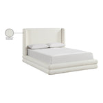 Chandra Linen Textured Fabric Upholstered King Bed in Cream