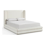 Chandra Linen Textured Fabric Upholstered Queen Bed in Cream