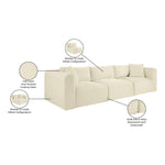 Shaggy 109" Corduroy Performance Fabric Upholstered 3 pc. Modular Sofa in Cream