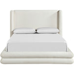 Chandra Linen Textured Fabric Upholstered Queen Bed in Cream