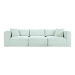 Shaggy 109" Corduroy Performance Fabric Upholstered 3 pc. Modular Sofa in Mint