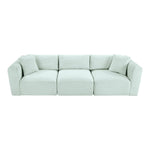 Shaggy 109" Corduroy Performance Fabric Upholstered 3 pc. Modular Sofa in Mint