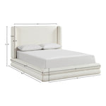 Chandra Linen Textured Fabric Upholstered Queen Bed in Cream