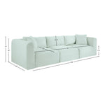 Shaggy 109" Corduroy Performance Fabric Upholstered 3 pc. Modular Sofa in Mint