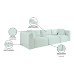 Shaggy 109" Corduroy Performance Fabric Upholstered 3 pc. Modular Sofa in Mint