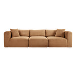 Shaggy 109" Corduroy Performance Fabric Upholstered 3 pc. Modular Sofa in Saddle