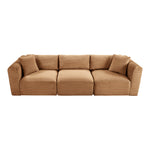 Shaggy 109" Corduroy Performance Fabric Upholstered 3 pc. Modular Sofa in Saddle