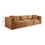 Shaggy 109" Corduroy Performance Fabric Upholstered 3 pc. Modular Sofa in Saddle