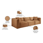 Shaggy 109" Corduroy Performance Fabric Upholstered 3 pc. Modular Sofa in Saddle