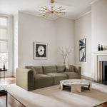 Shaggy 109" Corduroy Performance Fabric Upholstered 3 pc. Modular Sofa in Taupe