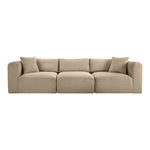 Shaggy 109" Corduroy Performance Fabric Upholstered 3 pc. Modular Sofa in Taupe