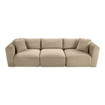 Shaggy 109" Corduroy Performance Fabric Upholstered 3 pc. Modular Sofa in Taupe