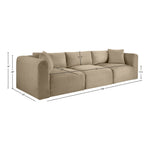 Shaggy 109" Corduroy Performance Fabric Upholstered 3 pc. Modular Sofa in Taupe
