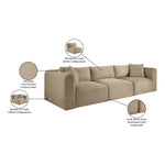 Shaggy 109" Corduroy Performance Fabric Upholstered 3 pc. Modular Sofa in Taupe