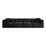 Shaggy 140" Corduroy Performance Fabric Upholstered 4 pc. Modular Sofa in Black