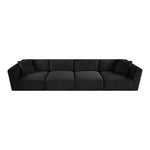 Shaggy 140" Corduroy Performance Fabric Upholstered 4 pc. Modular Sofa in Black