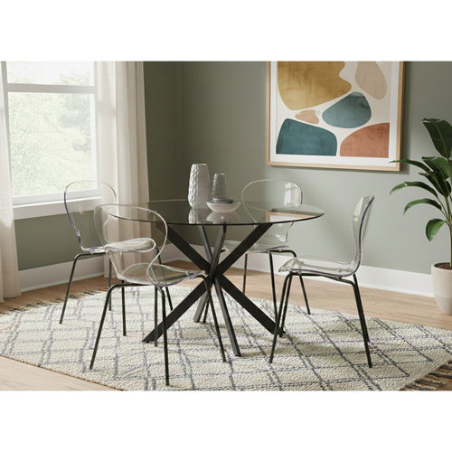 Clarion Lucite Seat And Metal Base Dining Chair in Black