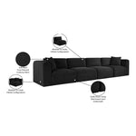 Shaggy 140" Corduroy Performance Fabric Upholstered 4 pc. Modular Sofa in Black