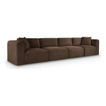 Shaggy 140" Corduroy Performance Fabric Upholstered 4 pc. Modular Sofa in Brown