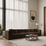 Shaggy 140" Corduroy Performance Fabric Upholstered 4 pc. Modular Sofa in Brown