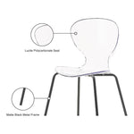 Clarion Lucite Seat And Metal Base Dining Chair in Black