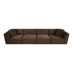 Shaggy 140" Corduroy Performance Fabric Upholstered 4 pc. Modular Sofa in Brown